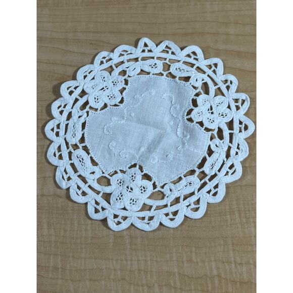 Handmade Small  Lace Doily White 7” - Picture 2 of 3